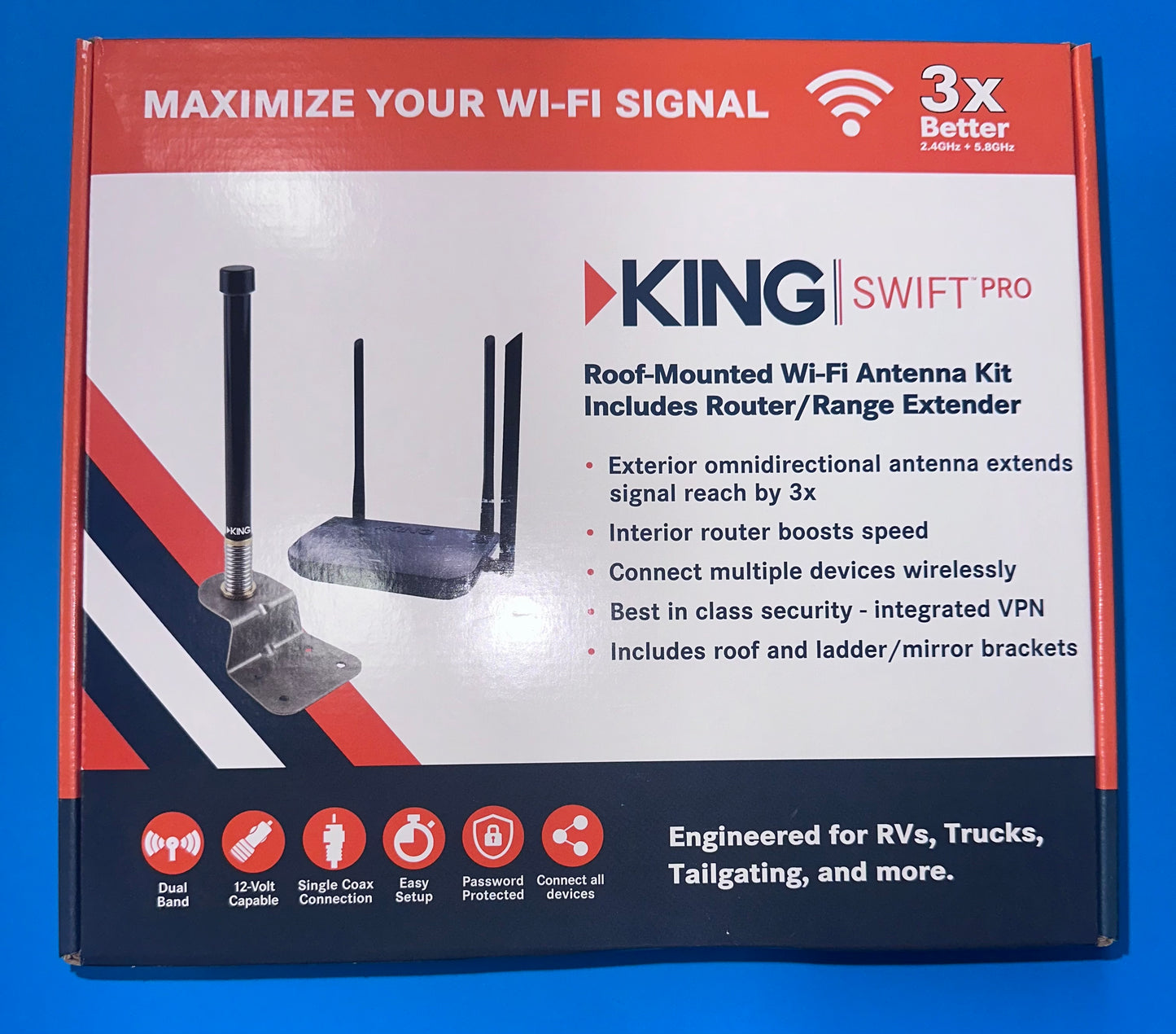 King Omnidirectional WiFi Antenna & Extender Bundle